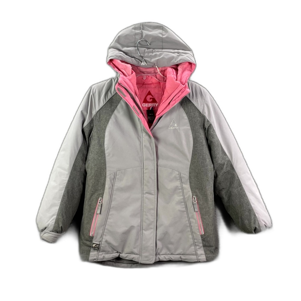 Gerry Ski Jacket Youth Large 14-16 Gray Hooded Full Zip Gorpcore Snowboard Surf
